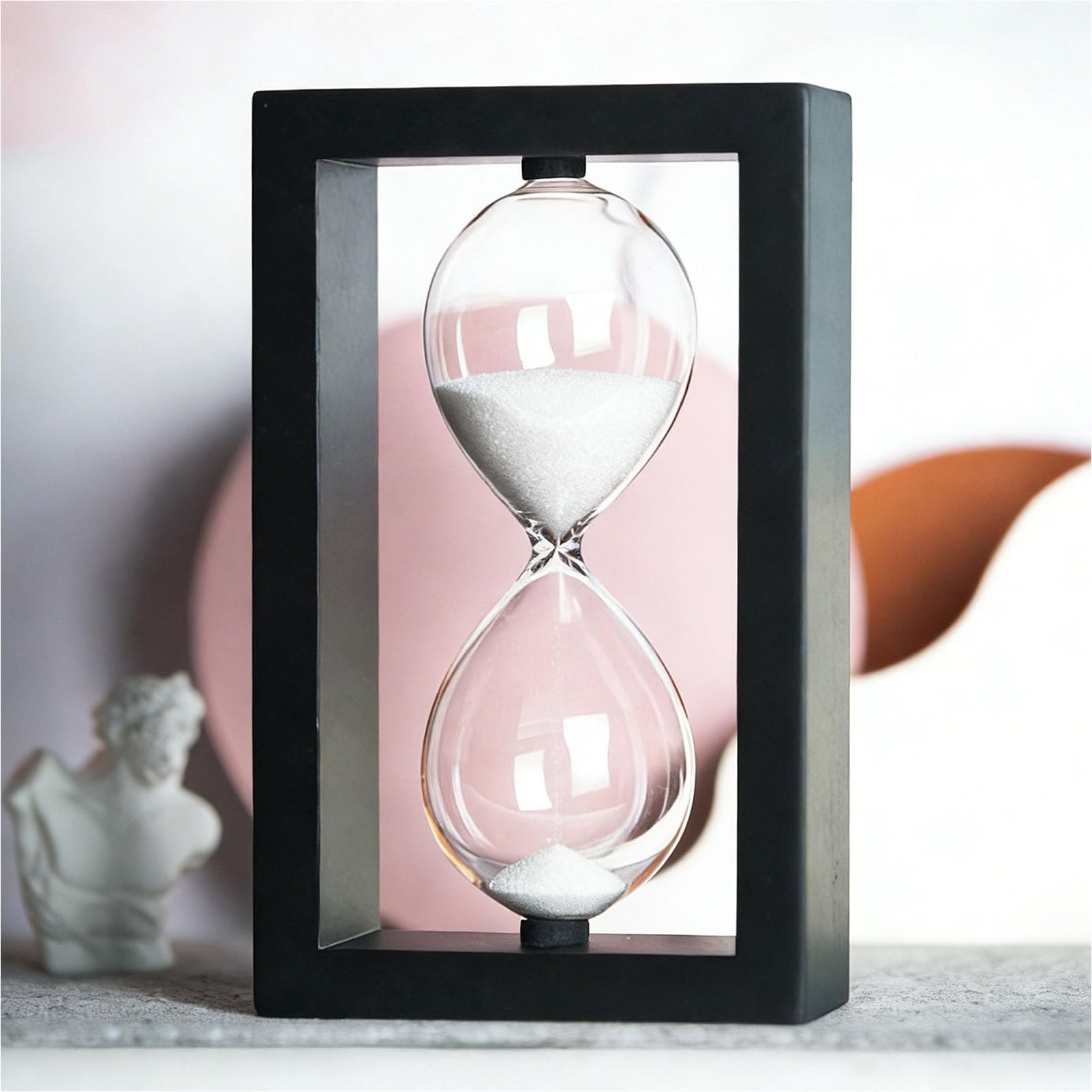 SAMLONG (60Min-White) - Rectangle Hourglass Sand Timer, 60 Minute Sand Clock