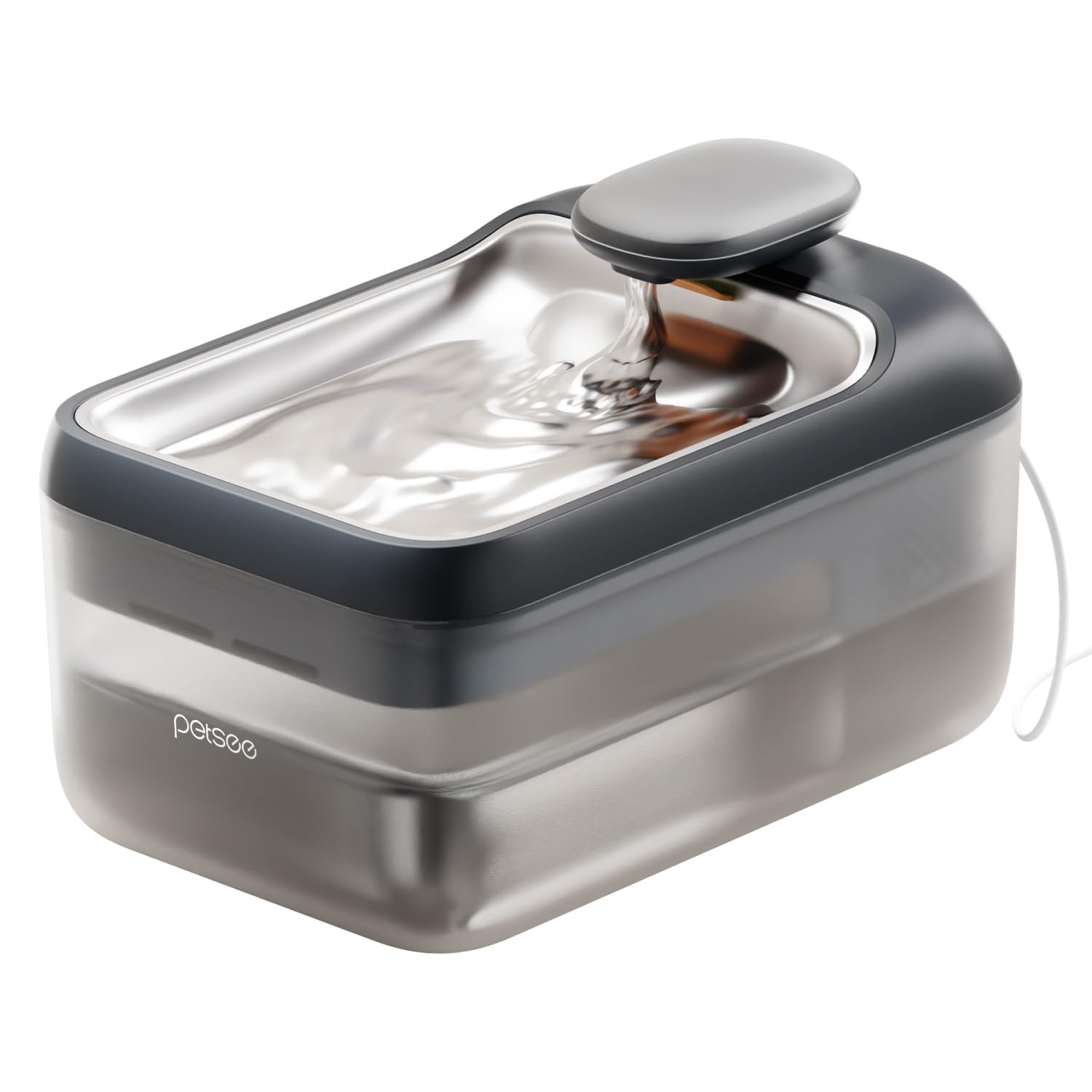 automatic pet water fountain 45l large capacity stainless steel drink tray cat water dispenser ultra-quiet pump multi-filtration system for cats dogs multiple pets s7 lite grey