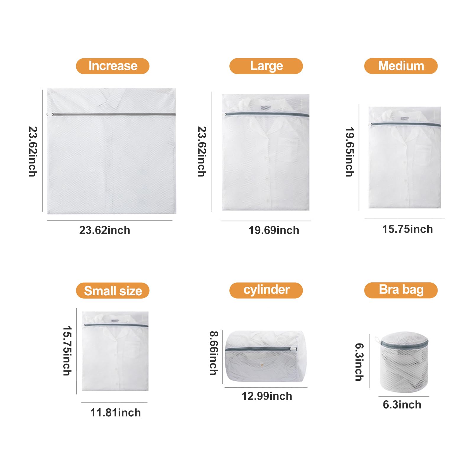 6-teiliges Wäschesäck-Set aus strapazierfähigem Bio-Baumwoll-Mesh – atmungsaktiv & stabile Reißverschlüsse – ideal für Unterwäsche, Kleidung, Schuhe, Socken & Reisen