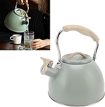 Chaleira de Chá de Assobio, Chaleira de Assobio Chaleira de Água Topo de Fogão Chaleira de Café Bule de Aço Inoxidável para Fogão 3L Chaleira de Chá de Aço Inoxidável Verde Claro
