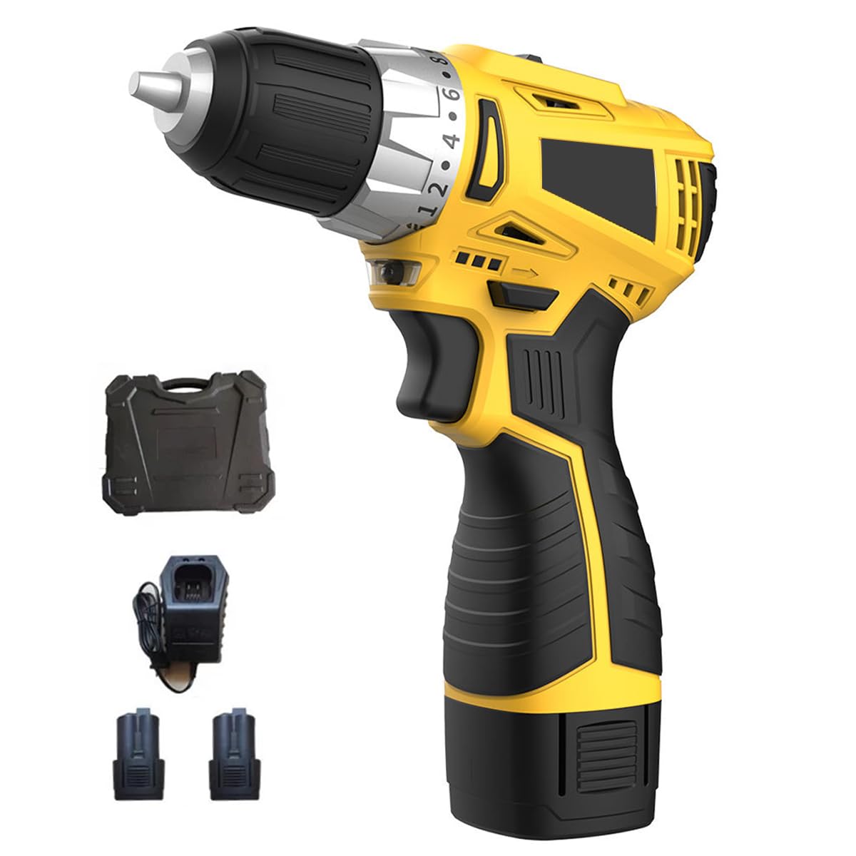 12V Brushless Cordless Drill Driver Kit, 42Nm Torque, 400-1400RPM, 20+1 Torque Settings, 2×2.0Ah Batteries & Fast Charger, Electric Brushless Power Drill Impact Drill Power Tool Combo Kit