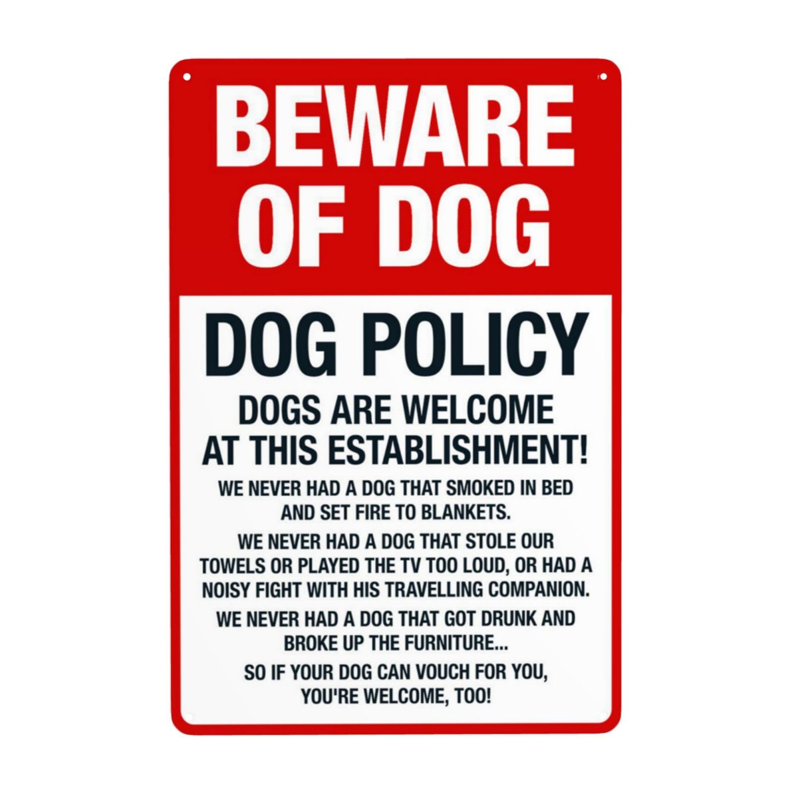 Dogs Welcome At This Establishment Vintage Metal Policy Sign 12x8 Inch