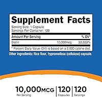 Vista 2 de Nutricost Biotina (Vitamina B7) 10,000 mcg (10 mg), 120 cápsulas - Vegano, Sin gluten, Sin OMG