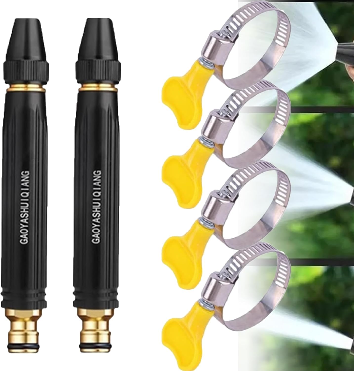 Home High-Pressure Car Wash Water Gun with Booster Nozzle and Hose, Powerful Gaoyashuiqiang Washer for Car Cleaning, Watering Plants, Driveway & Patio, with Adjustable Pressure Pattern (A 2pack)