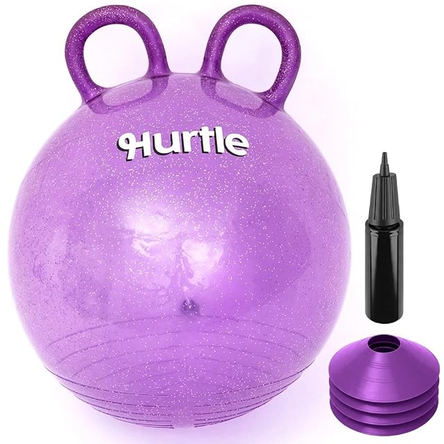 Hurtle Pelota Saltarina con Purpurina 45,7 cm para Niños de 3 a 6 Años, de Salto con Asas