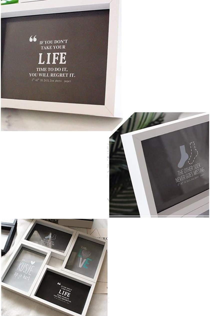 [LSDZW] 名入れ 文字入れ L判 L版 4枚 壁掛け 多面 4面 ナチュラル ブラウン 木製調 28*28*3cm 写真立て