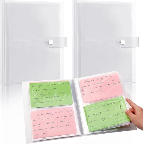 2 portatarjetas de índice de plástico transparente, organizador de 80 páginas, capacidad para 160 tarjetas, protector de almacenamiento portátil de