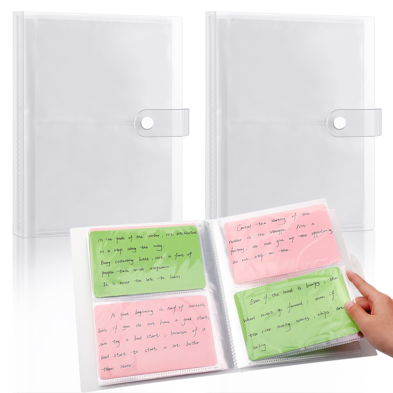 Eaasty 2 Pack 4x6 Index Card Holder Organizer 320 Cards Clear Binder for Flashcard, Notecard and Recipeplastic Sleeves Indexcard Booklet Folder