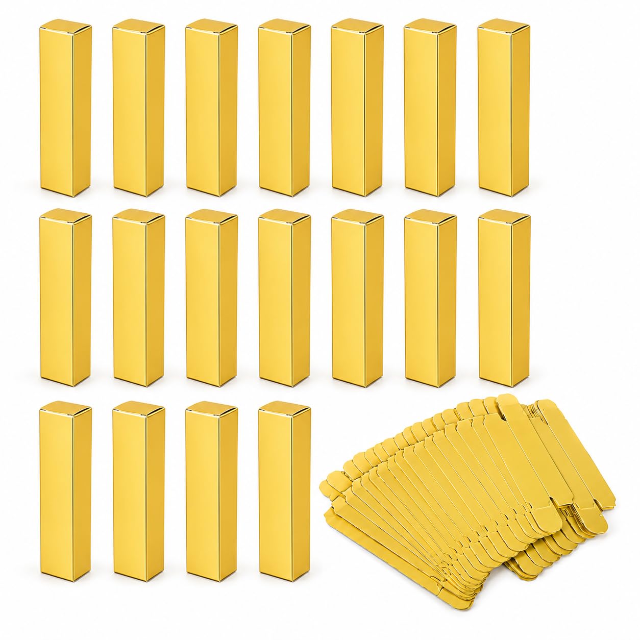 Festiko® 100 Pcs Metallic Gold Lipstick Packaging Boxes, Foldable Paper Cosmetic Gift Boxes for Lipstick, Lip Balm & Lip Gloss, Premium Packaging for Small Business, Retail Display & Gifting-image-37