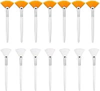 Vista 10 de Patelai Aplicador de pinceles de abanico de 14 piezas, cepillos de máscara para herramientas de maquillaje facial para cosméticos faciales (blanco)