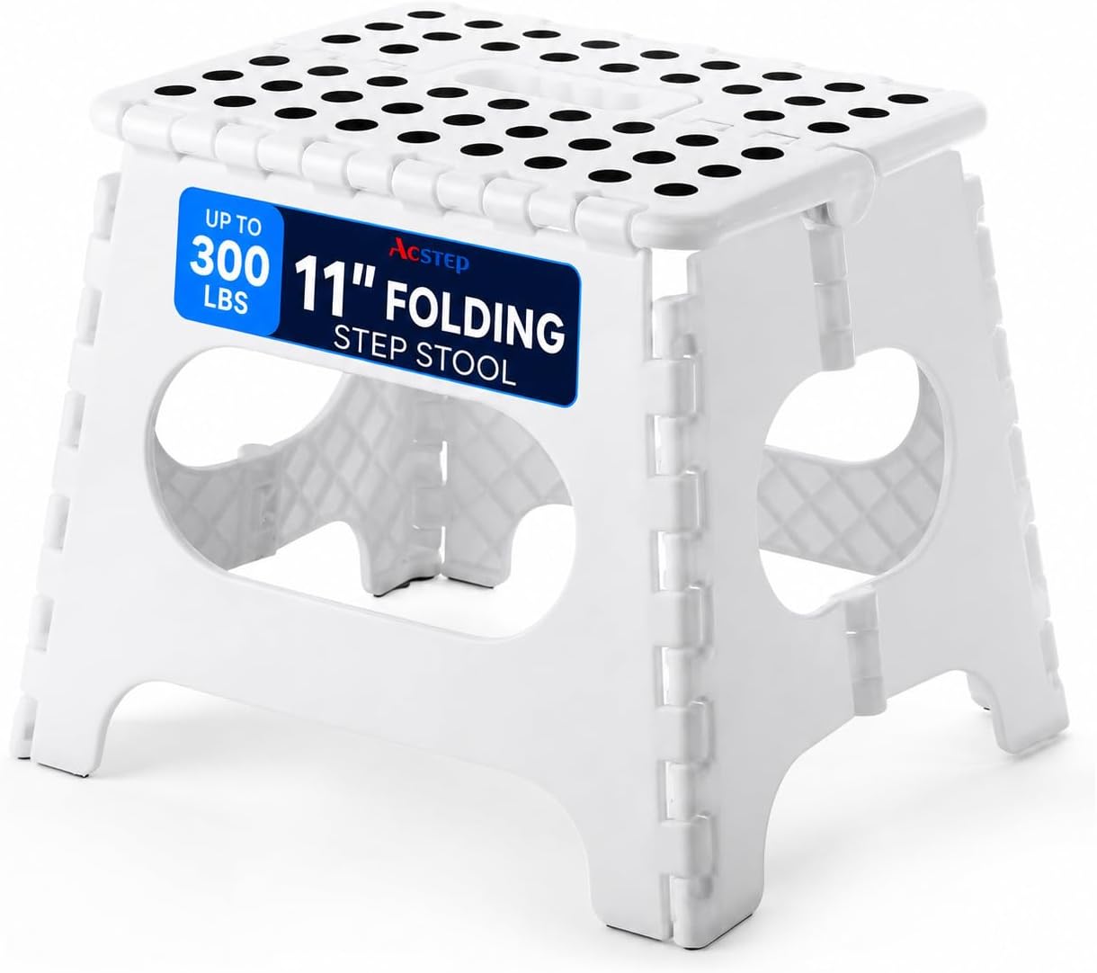 ACSTEP 11 Inch Folding Step Stool for Kids, Non-Slip Foldable Stools, White