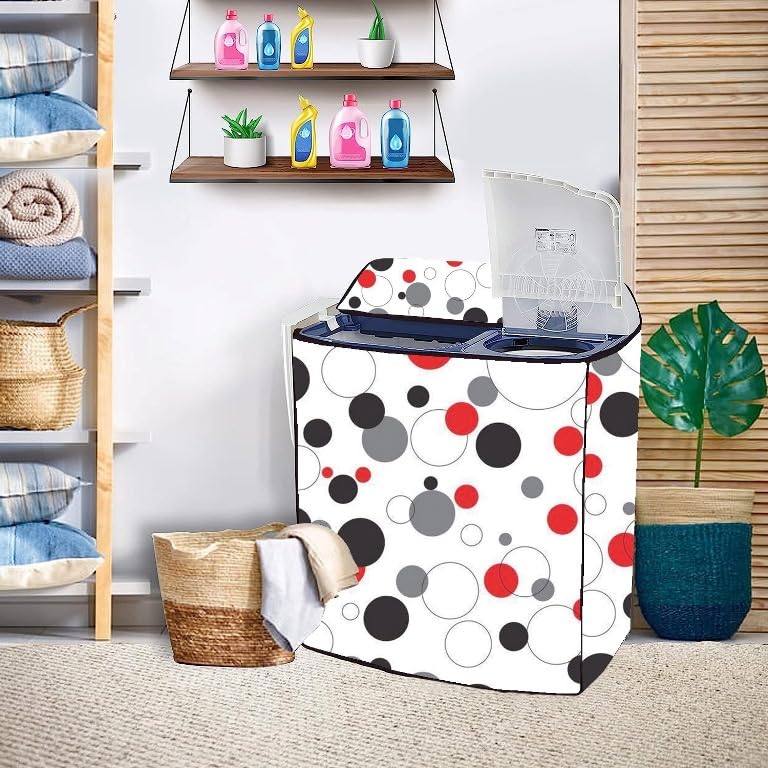 Image of PVC Printed Semi Automatic Washing Machine Cover Compatible For Samsung, Lg, Whirlpool 6Kg, 6.2Kg, 6.5Kg, 7Kg, 7.2Kg, 7.5Kg, 8kg, 8.5kg | Waterproof & Dustproof Cover, White.