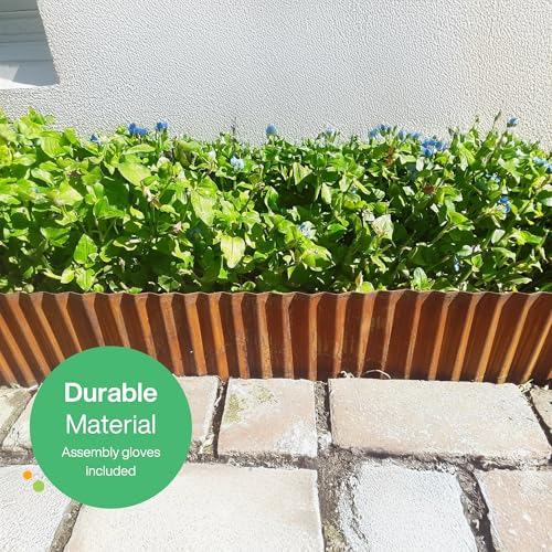 UNIGARDIA Corten Steel Lawn Edging 6 m, Metal Garden Edging 15 cm High, Easy to Install, Pre-Rusted Garden Edge Border - Image 3