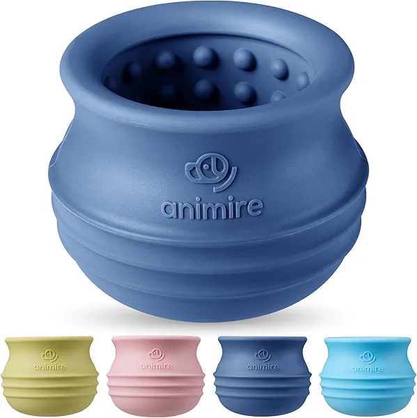 Animire Treat Dispensing Dog Toy, Long-Lasting Interactive Puzzle Toys for Dogs, Stuffable Dog Enrichment Frozen Lick Treat Toy for Boredom, BPA Free Silicone Fetch Catch Chew Toy (Dark Blue,M)