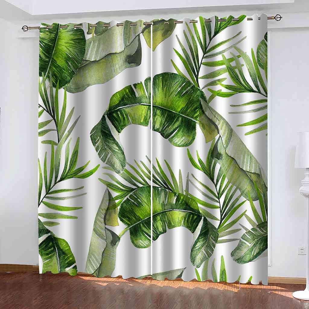 Blickdichte Vorhänge Tropische Pflanzen Design - Thermo Gardinen Für Wohnzimmer & Schlafzimmer