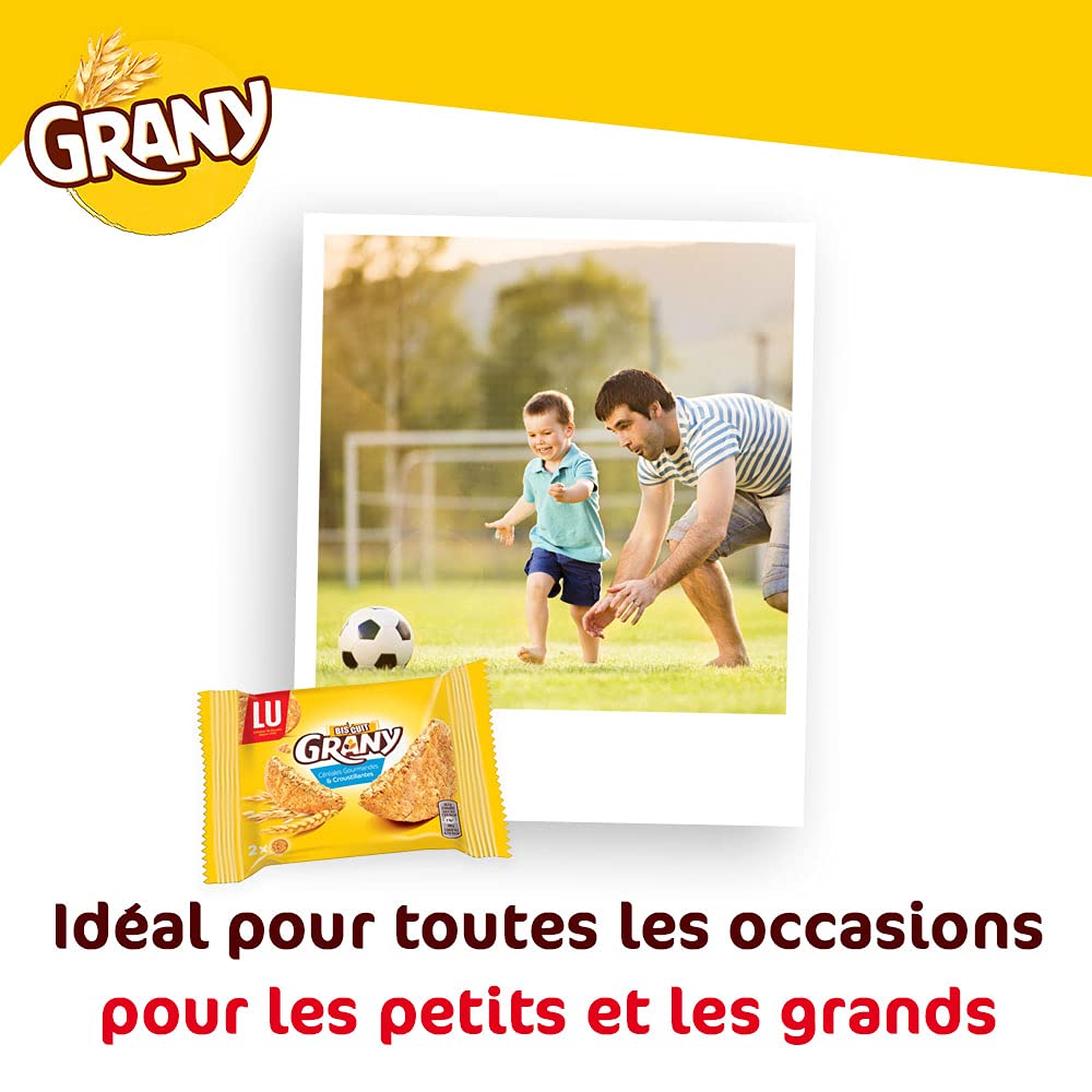 LU - Grany - Biscuit aux Céréales Gourmandes et Croustillantes - Lot Biscuits Individuels - Format de Poche Pratique -- Pack de 144 Sachets de 29 g (L'emballage peut varier) | 144 Sachets de 2 biscuits | Gateaux aux céréales croustillantes en format poche