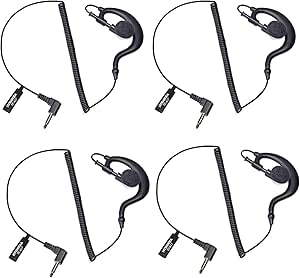2 Pack 3.5mm Listen Only Surveillance Earpiece - G-Shape Ear Hook Headset For Motorola, Kenwood Two-Way Radios
