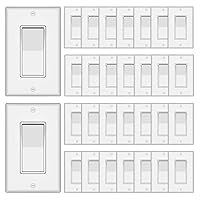 Vista 17 de ThunderWay - Interruptor de luz para decoración de 3 vías con placas de pared, 15 A 120/277 V, interruptores basculantes de pared Decora de tres