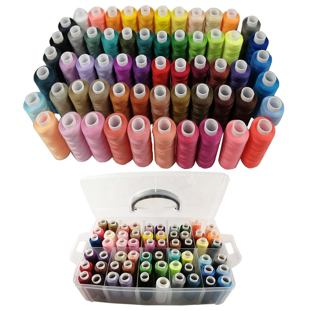 Filo Da Ricamo,Filo Per Cucire,Filo Per Ricamo a Macchina（60 Colori）,Compatibile Con i Colori Janome e Ra,Portatile,500m Per Rotolo,Adatto Per Il Ricamo e La Maggior Parte Delle Macchine Da Cucire