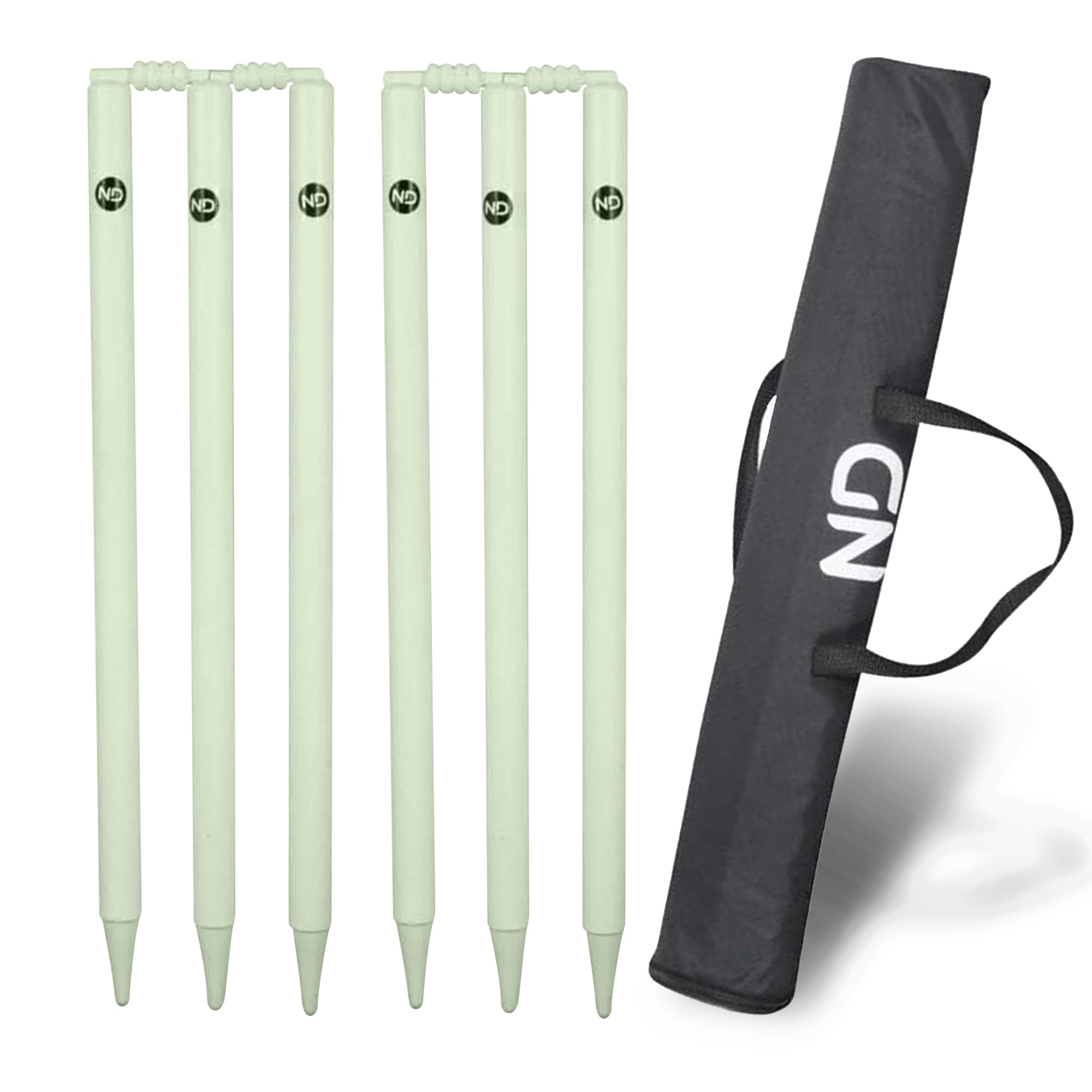 ND Sports Cricket Stumps Set with Carry Bag – Portable Ground Spike Cricket Wickets with Bails, Heavy Duty Cricket Stump Set for Practice, Training, Backyard, Garden & Nets