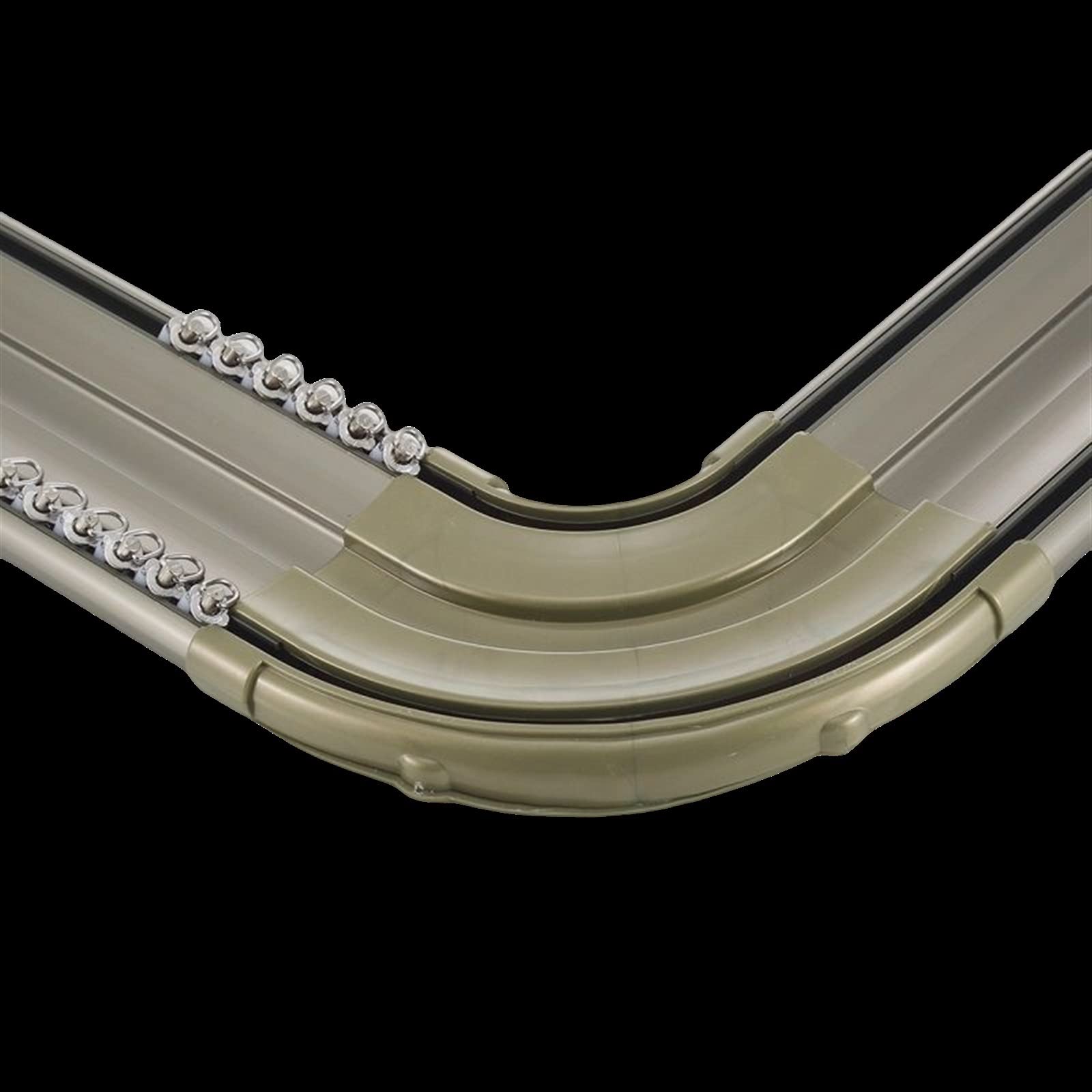 1m - 5m Double Ceiling Track For Curtain, Curtain Pole Rail Track Double Corner Running, For Bedroom Bay Windows RV Room Divider(Color:Champagne,Size:Connectors)