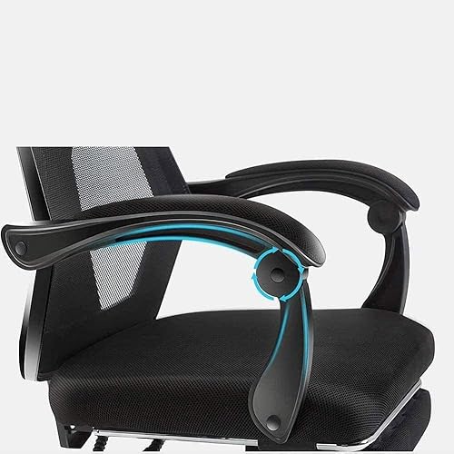 Miniatura 5 de Silla de oficina ergonómica ajustable con soporte lumbar y ruedas de respaldo alto con cojín de asiento grueso de malla transpirable