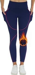 MoFiz Women's Fleece Lined Leggings High Waist Winter Thermal Workout Yoga Pants Water Resistant Hiking Joggers with Pockets
