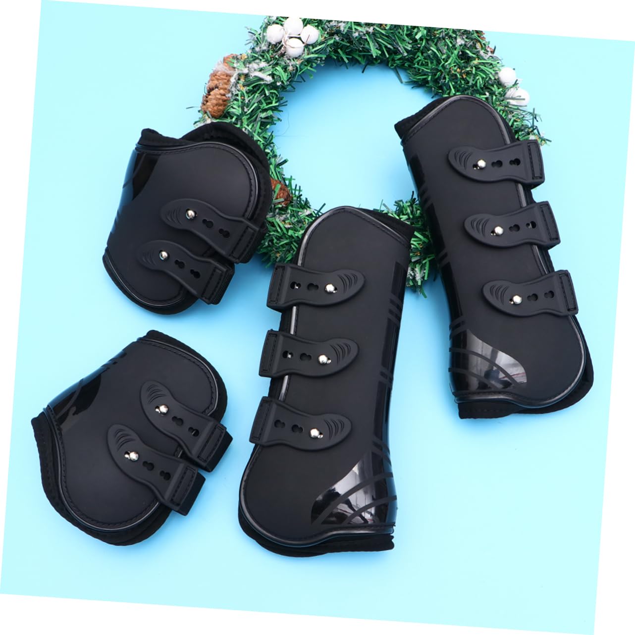 COLLBATH Protectores para Patas de Caballo Equipo Ecuestre Talla XL Negro | 2 Pares, Pu de Alta Elasticidad, Ajuste Cómodo y Antideslizante, Tamaño Xl para Uso en Patas de Caballo