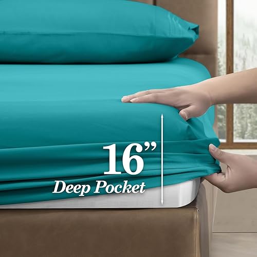 Miniatura 3 de CELINE LINEN Juego de sábanas de microfibra de 4 piezas prémium de calidad de hotel 1800 hilos, resistente a las arrugas, ultra suave y