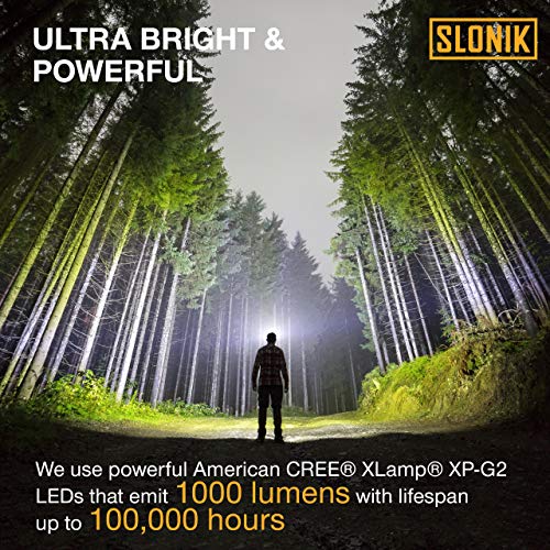 SLONIK Headlamp Rechargeable - 1000 Lumen LED USB Rechargeable Headlight w/ 2200 mAh Battery - IPX8 Waterproof Head Lamp… - Image 5