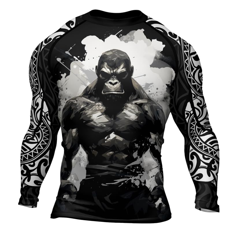 Gorilla Jiu Jitsu Men's Long Sleeve Baselayer Performance Compression Shirt MMA BJJ Grappling Rash Guard2