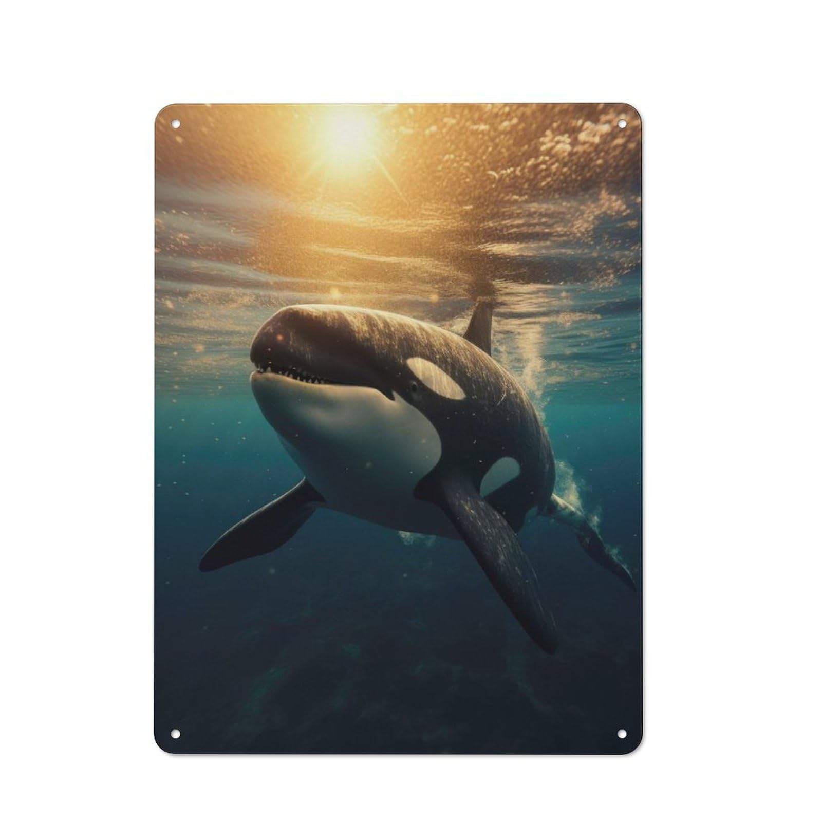 Orca 2 Rustic Tin Sign 40x30cm for Café Or Restaurant, for Café Owners And Decorators, for Retro Home Interiors