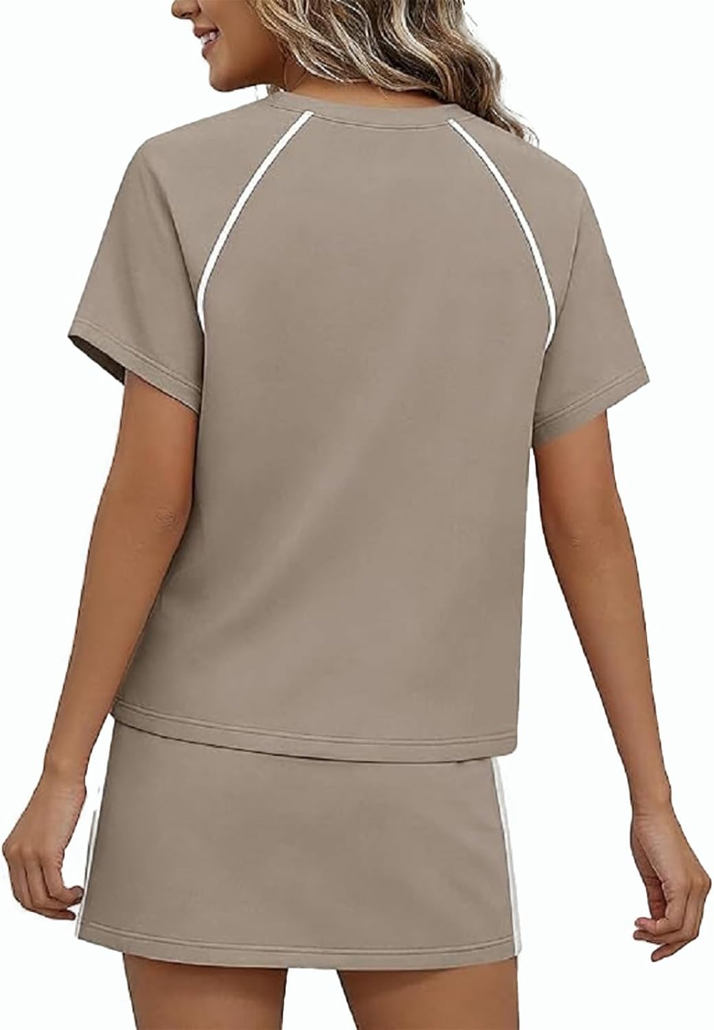 2 Piece Skirt Sets for Women Summer Short Sleeve Tops Matching Athletic Skort Sets Vacation Workout Tennis Outfits