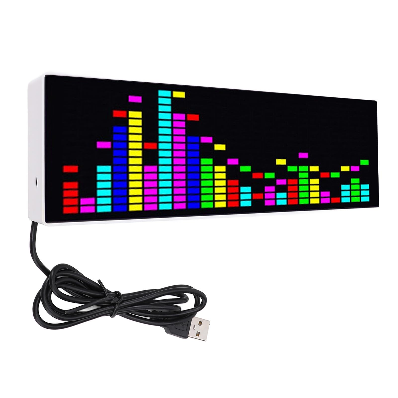 Pantalla LED de Espectro Musical, Visualizador de Audio de 384 LED RGB, Control de Cable de Voz con 12 Modos de Visualización, Reloj Electrónico y 3 Alarmas, para el Hogar, Fiesta,