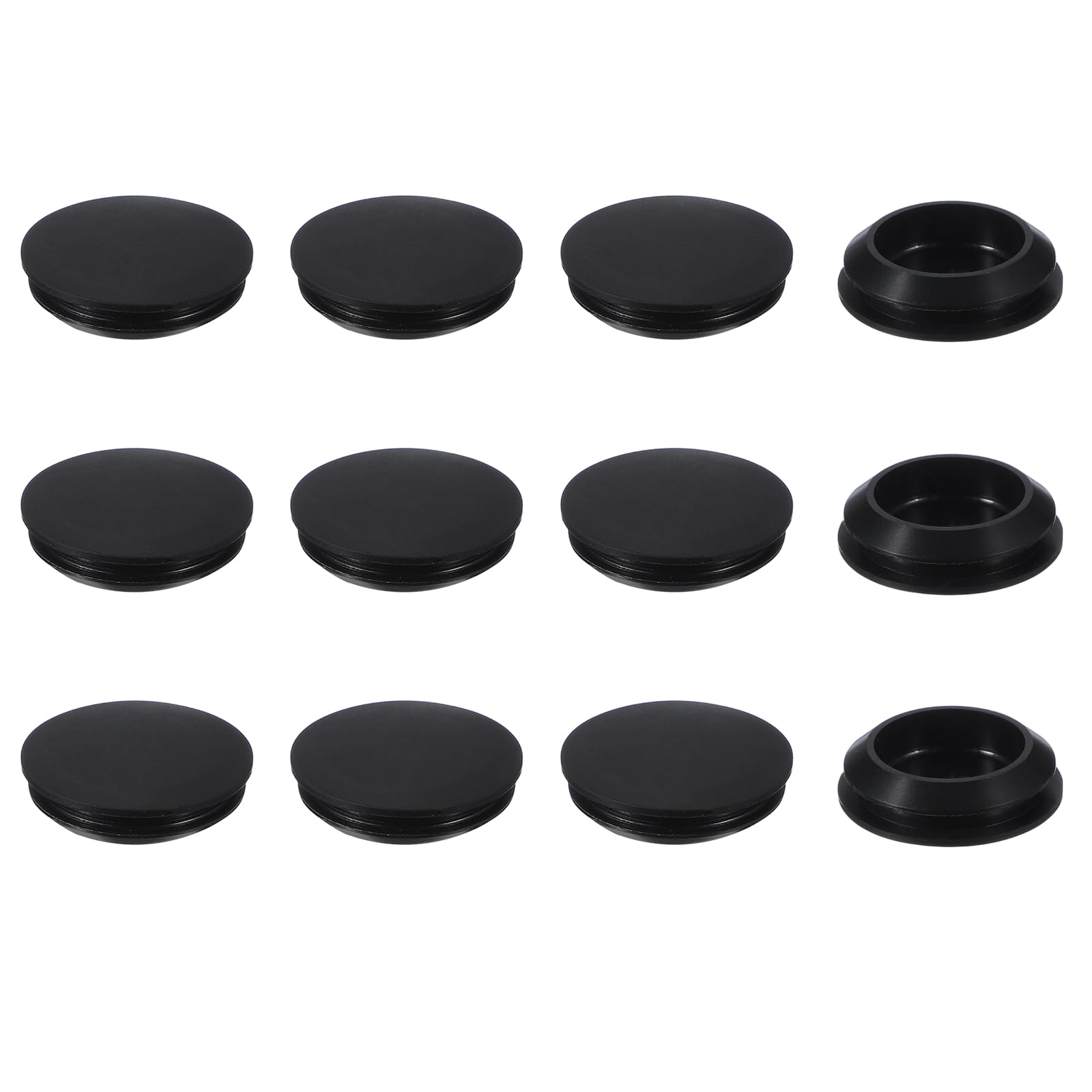 YELARXI Rubber Plugs, Silicone Hole Plugs, T Type Rubber Stoppers, Waterproof Snap Locking End Caps - Fitting for (25-27 mm Round Holes/Kitchen/Furniture) 25 mm & 12 Pack & Black