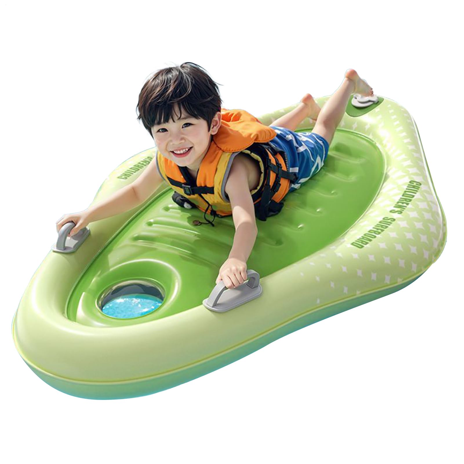 Tavola Da Surf Gonfiabile - Bambini Gonfiabili Ispessiti, Tavolaa Da Surrf Antiscivolo, Giocattoli Da Nuoto Portatili Ergonomici, Feste Sui Lettini | Tavola Da Surf Gonfiabile A Pressa Verde Chiaro Ve