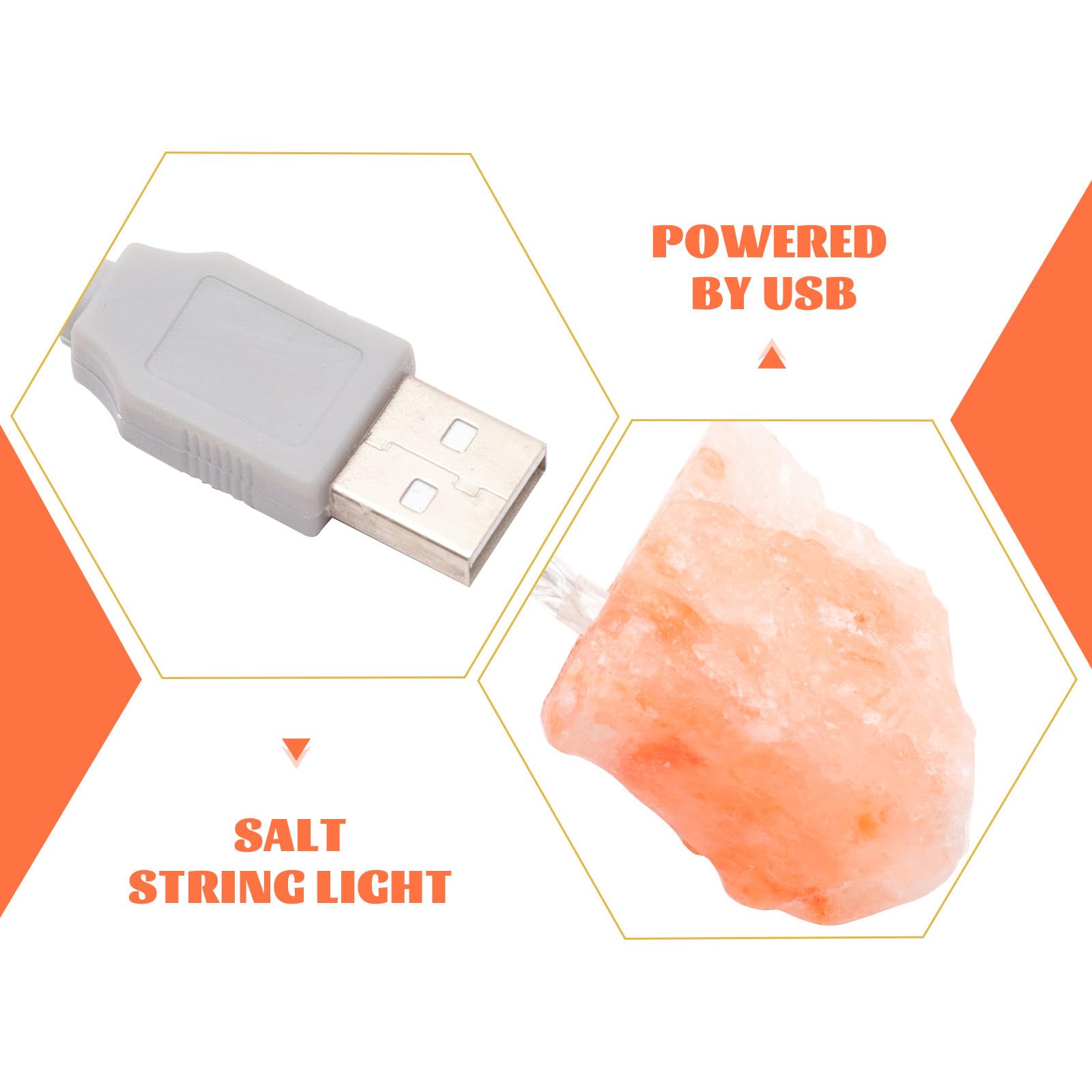 Guirlande Lumineuse à Sel LED 20 Lampes USB Interrupteur Petite Lampe de Nuit Décorative pour Chambre Veilleuse en Sel Douce et Ambiance Chaleureuse Éclairage Décoratif pour