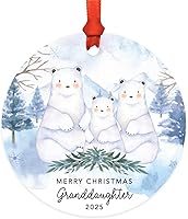 Vista 46 de Andaz Press Adorno de recuerdo de Navidad de metal redondo personalizado para la familia, My First Christmas As Gigi 2024, acuarela de osos polares
