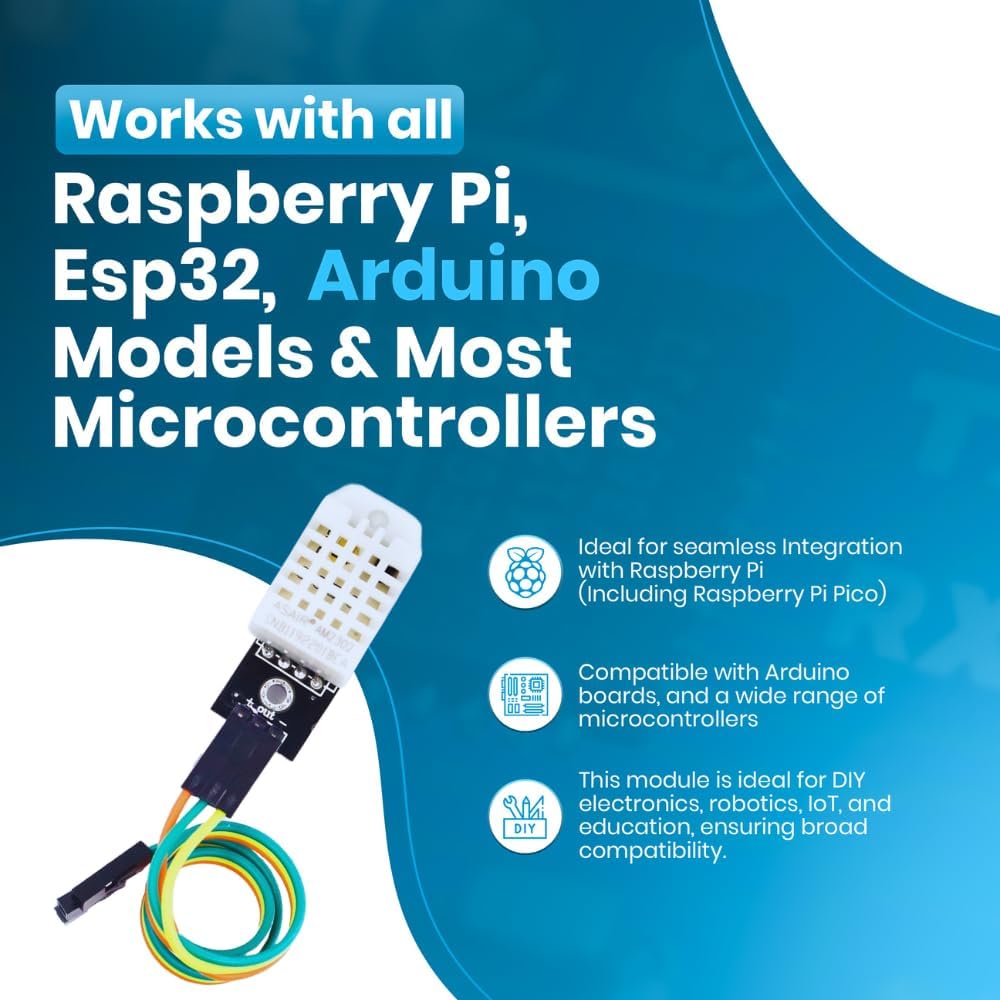 SHILLEHTEK DHT22 Digital Temperature and Humidity Sensor Module with Cable - Temperature Humidity Measurement for Arduino, Raspberry Pi, ESP32 and Other Microcontrollers, Electronic Practice DIY — Amazon image 2
