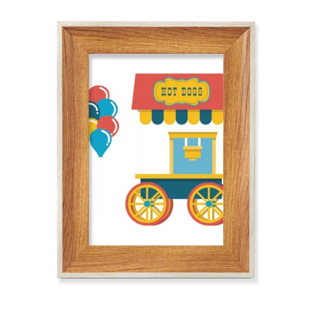 Cadre photo bois avec illustration park hot dog rigolote tableau art bureau