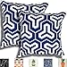 TROOIA Lot de 2 housses de coussin décoratives, fermeture éclair cachée, motif unique sur les deux côtés, housse de coussin pour canapé, coussin, décoration de salon, 45 x 45 cm (charme bleu)