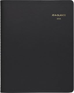 AT-A-GLANCE 2023 Weekly Planner, Quarter-Hourly Appointment Book, 7" x 8-3/4", Medium, Telephone/Address Pages, Black (7095105)