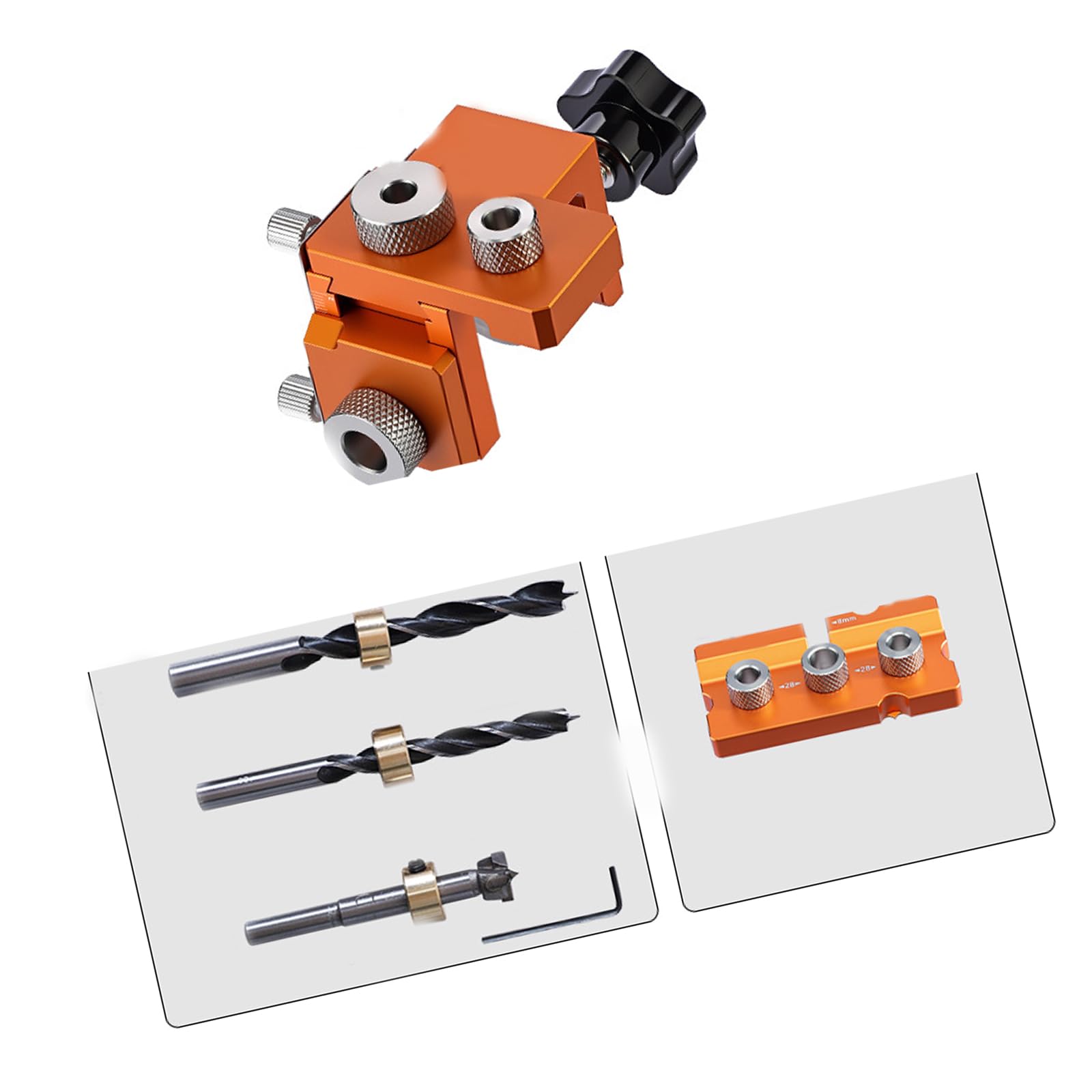 Professional Dowel Jig Set 3 in 1 Adjustable Drilling Jig Aluminum Dowel Drill Guide Locator Puncher for Carpenter Aluminum Drill Guide