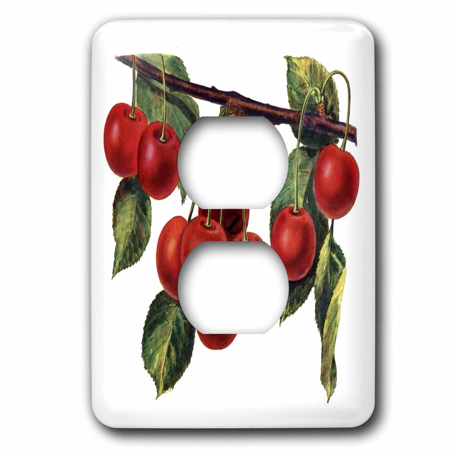 Cacher prise double avec un cache-prise motif cerises victoriennes