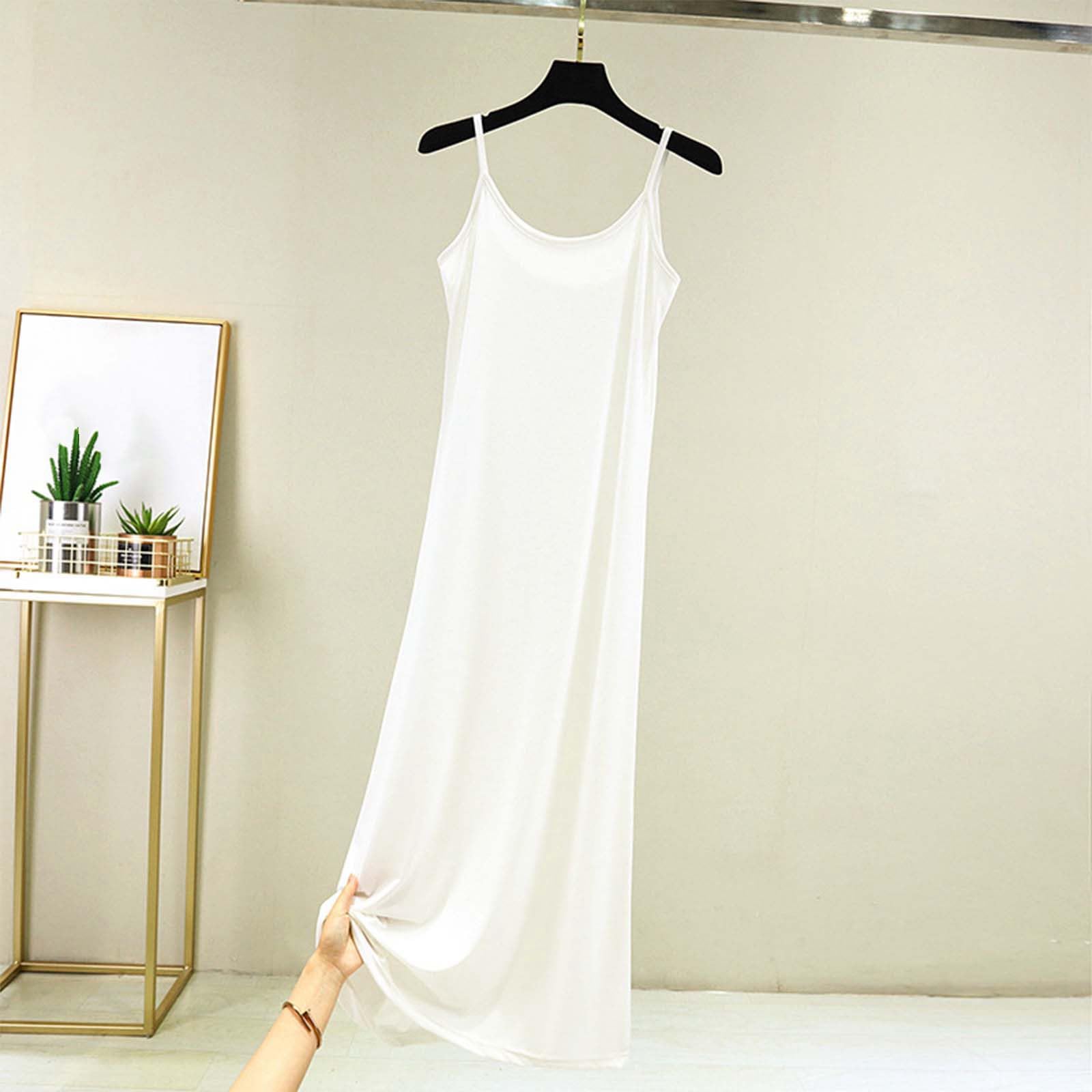 Doublure Robe Femme - Fond de Robe Longue Coton Bretelles Chemise de Nuit Sexy Slip Elégant Mini Droite Robe Lingerie Jupon
