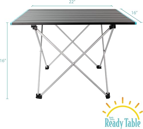 Miniatura 2 de Ready Table Mesa plegable grande y ligera para exteriores con tapa dura de aluminio. Útil para playas, canotaje, camping y más. Mesa portátil de 22