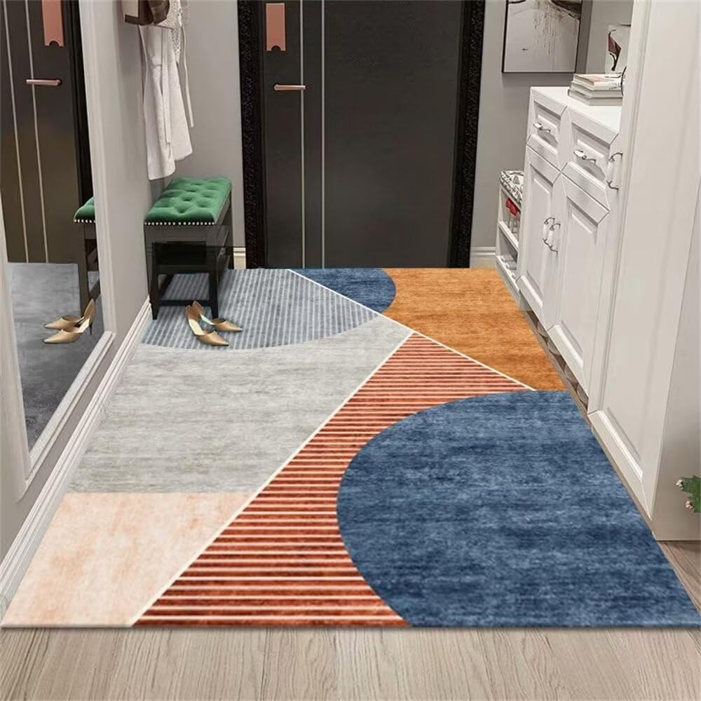 Couverture pour chien protégeant le sol avec style géométrique orange bleu