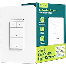 TREATLIFE Smart Ceiling Fan Control and Dimmer Light Switch, 2.4GHz WiFi Only, Neutral Wire Required, Single Pole Fan &amp; Light Switch Combo, Works with Alexa, Google Home &amp; SmartThings, Remote Control