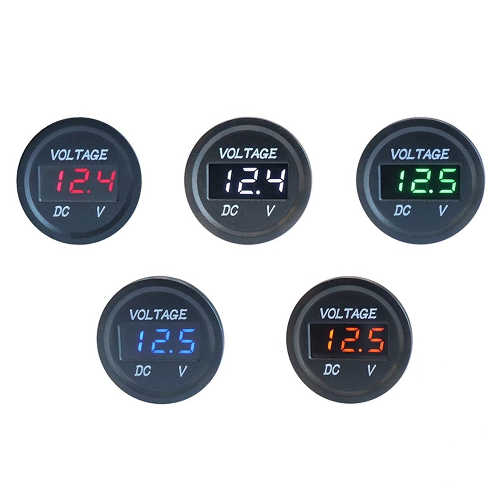 DC12V Auto Moto LED Display Digitale Voltmetro Pannello Rotondo 5-48 V Misuratore di Tensione Tester Calibro for Auto Barca Marine Veicolo RV(Green)