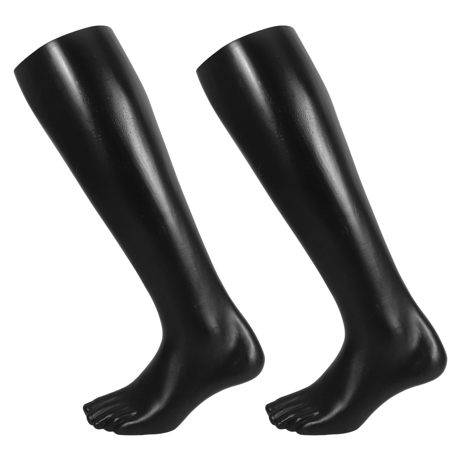 KOMBIUDA 2 Pièces Mannequin de Pied en Plastique Noir, Modèle Réaliste et Stable Base Antidérapante pour Présentation de Chaussettes en Magasin Domicile